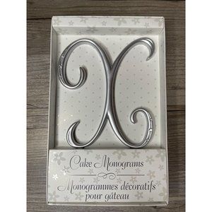 Wedding Large X Silver Finish Monogram Initial Rhinestones Cake Topper